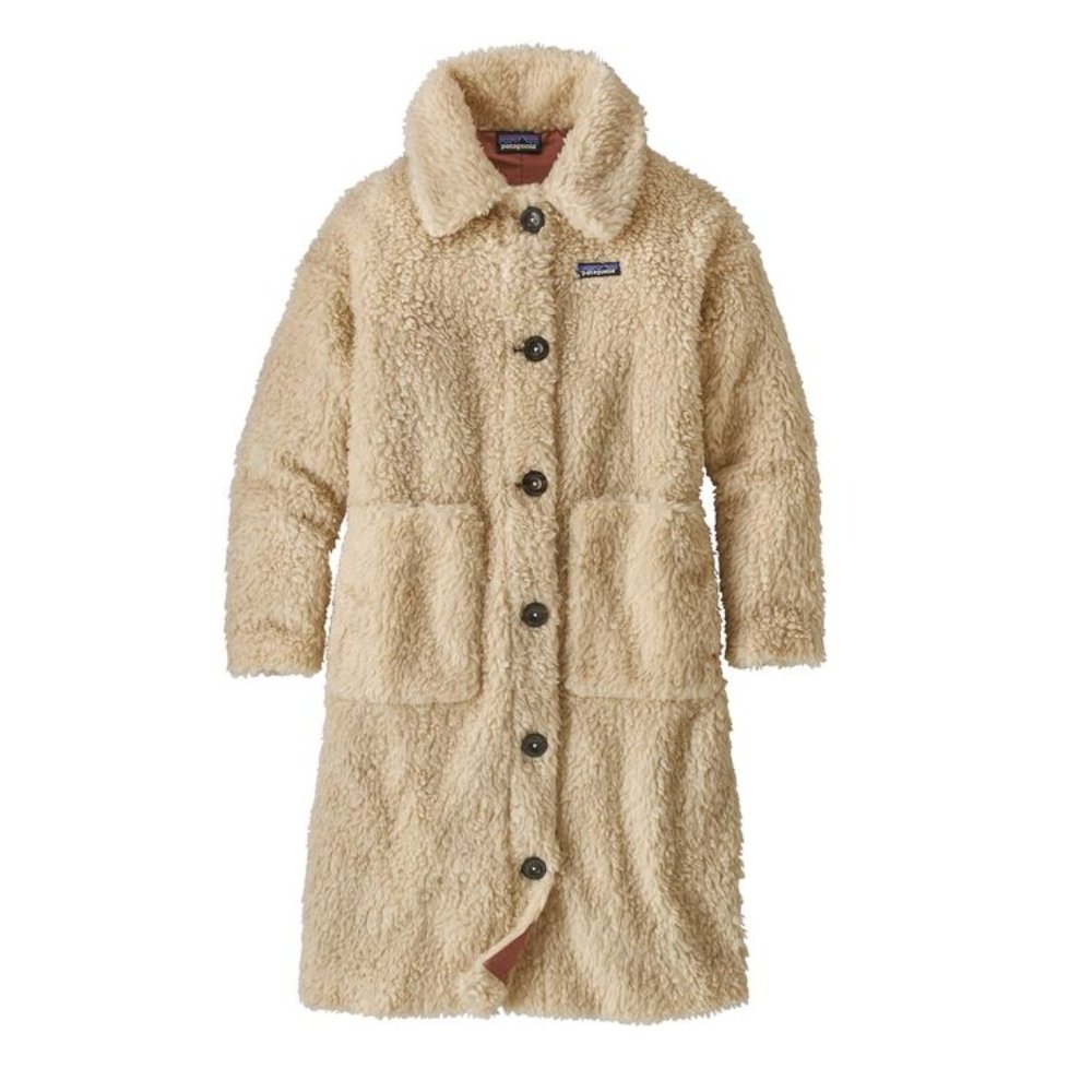 Patagonia Women's Recycled High-Pile Fleece Teddy Coat Oyster White Worn Wear